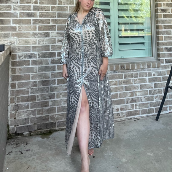 knee length dresses for ladies Anan Modest Embellished Sequin Maxi Dress